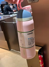 Owala 32oz Insulated Stainless Steel Water Bottle with Built-In Straw, One Click Leak Proof Flip Lid Thermos Flask, Pastel Pink Color Block Travel Sports Vacuum Water Tumbler for Gym School Outdoor Camping 2