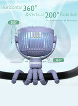Momcozy Portable Stroller Fan, 27H Ultra-long Battery Life, Detachable 4 Speed 360°Rotate, LED Night Light with 2 Modes 3