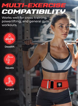 FIT TRIBE Weight Lifting Belt, Self-Locking Adjustable Gym Belt, Powerlifting & Strength Training Lumbar Support, Durable Nylon Belt for Men & Women Fitness Workouts (Red) 3