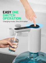 GEEPAS Rechargeable Mini Water Dispenser Portable and Light-Weight Pump with Easy Press Mechanism and USB Charge Plug and Play White and Black 3