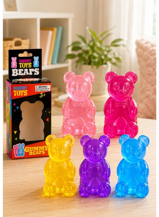 DAT Squishy Gummy Bear Stress Relief Toy | Soft Translucent Fidget Squeeze Sensory Toy for Kids & Adults