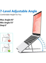 Lukadah Laptop Stand for Desk, Aluminum Metal MacBook Stand，Computer Riser for Desk, Portable Foldable Adjustable Notebook Holder, Compatible with 10-15.6 Inch Laptops, iPad 2