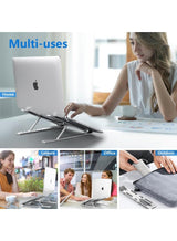 Lukadah Laptop Stand for Desk, Aluminum Metal MacBook Stand，Computer Riser for Desk, Portable Foldable Adjustable Notebook Holder, Compatible with 10-15.6 Inch Laptops, iPad 3