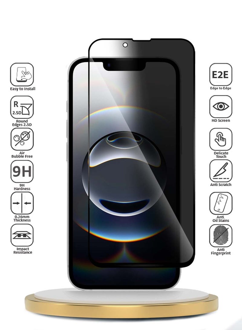 Apple iPhone 16e 5G 2025 Premium E2E Series Privacy Full Glue Full Cover Tempered Glass Screen Protector (MSGECP) - Clear/Black